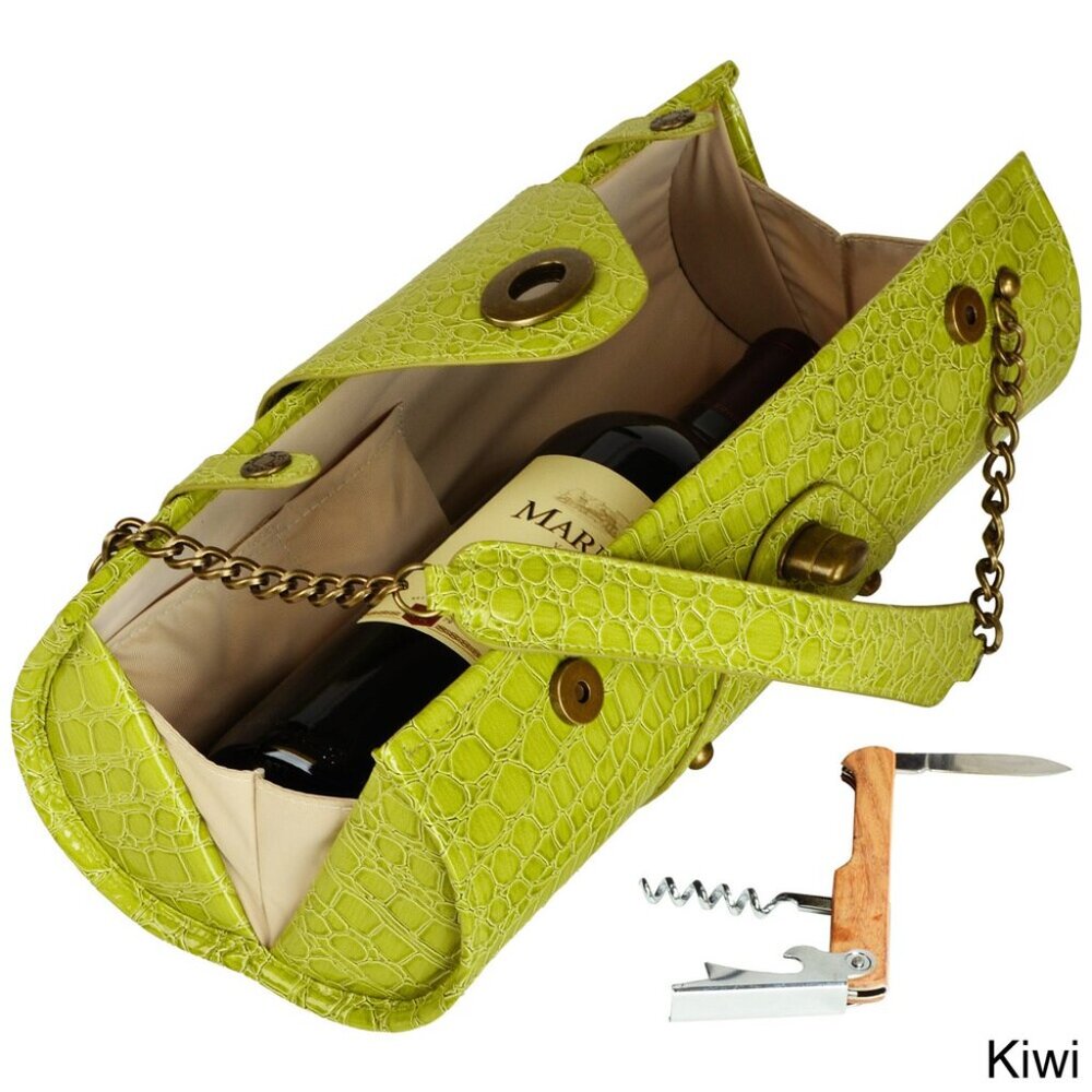 NEW PICNIC AT ASCOT Wine Carrier & Purse | Lime Green Crocodile-Embossed